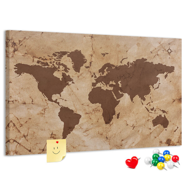 Cork board Vintage world map
