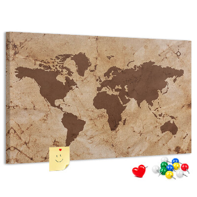 Cork board Vintage world map