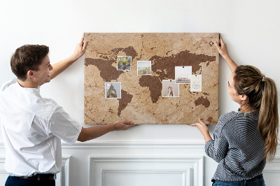 Cork board Vintage world map