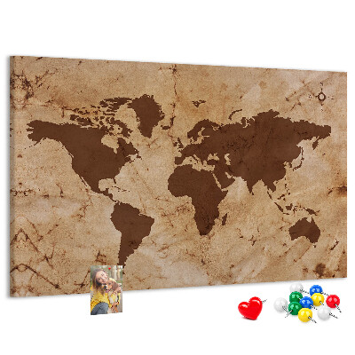 Cork board Vintage world map