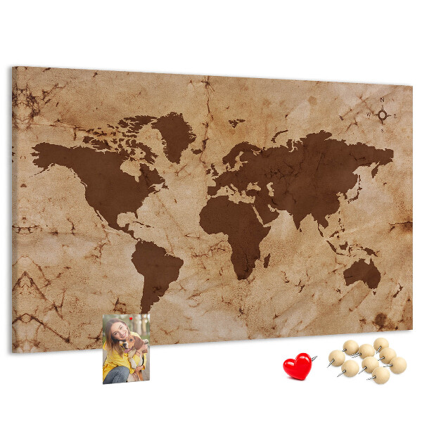 Cork board Vintage world map