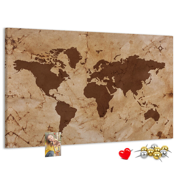 Cork board Vintage world map