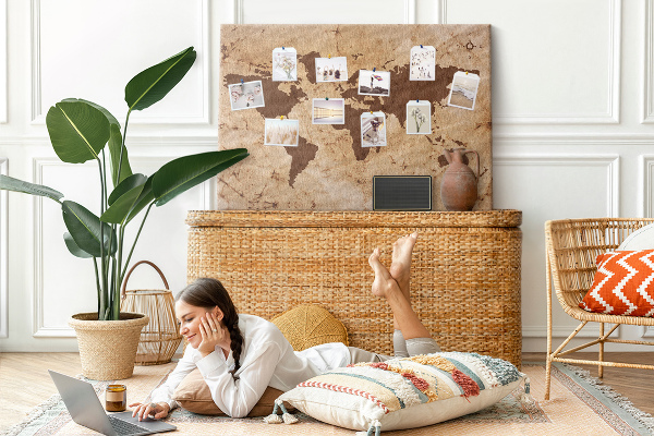 Cork board Vintage world map