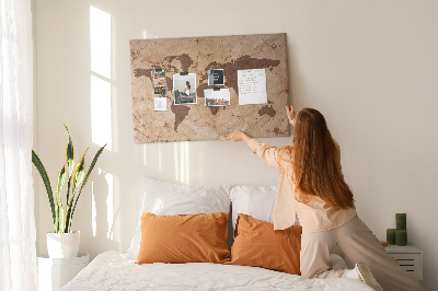 Cork board Vintage world map