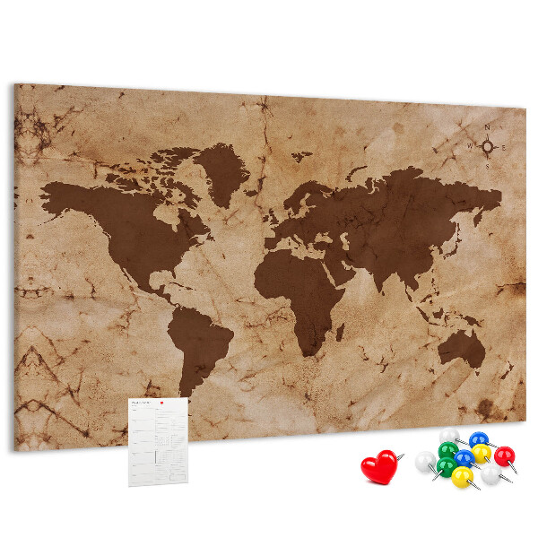 Cork board Vintage world map