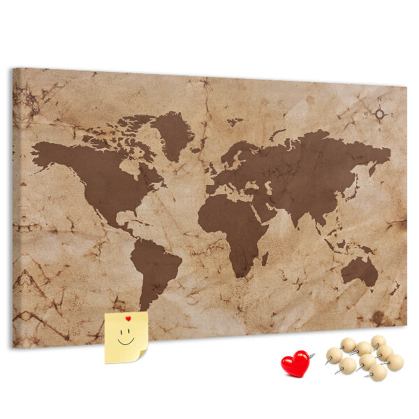 Cork board Vintage world map