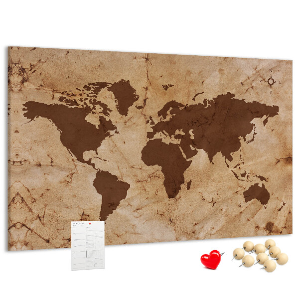 Cork board Vintage world map