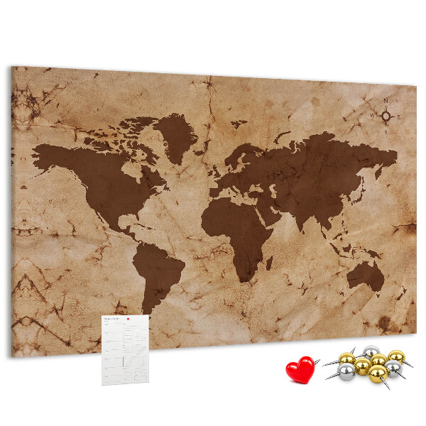 Cork board Vintage world map