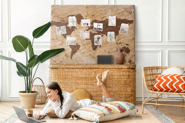 Cork board Vintage world map