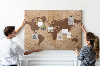 Cork board Vintage world map