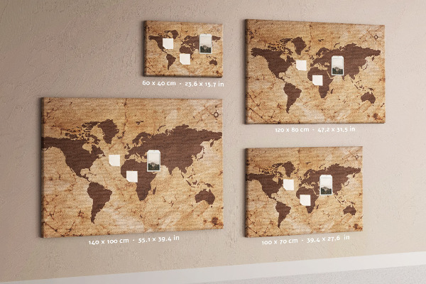 Cork board Vintage world map
