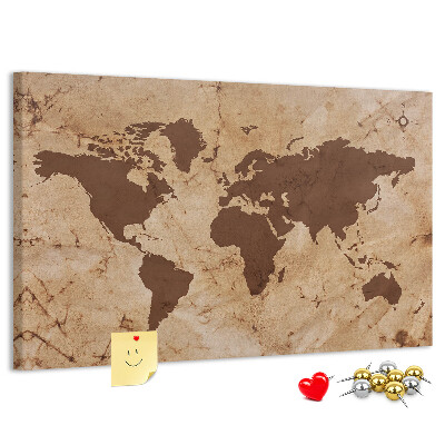Cork board Vintage world map