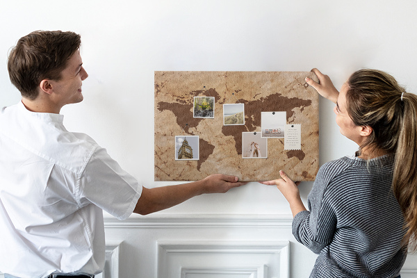 Cork board Vintage world map