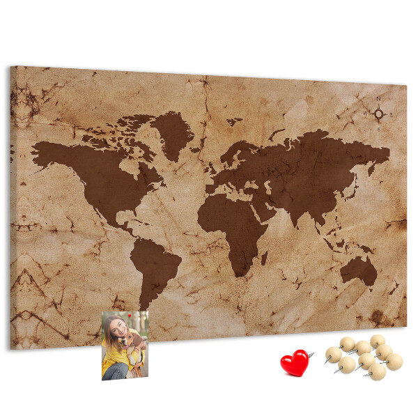 Cork board Vintage world map