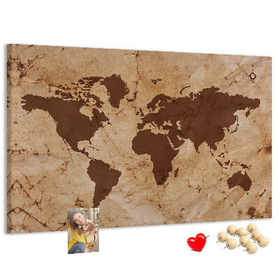 Cork board Vintage world map