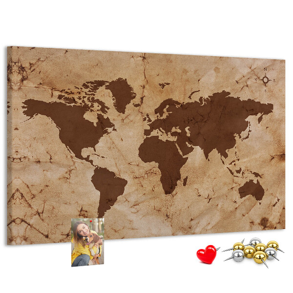 Cork board Vintage world map
