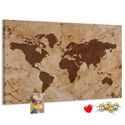 Cork board Vintage world map