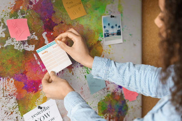Cork memo board Watercolor world map