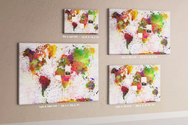 Cork memo board Watercolor world map