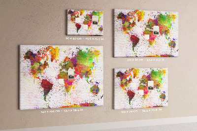 Cork memo board Watercolor world map