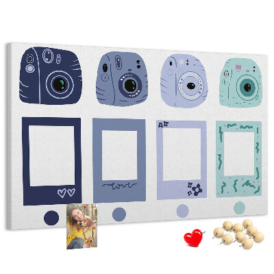 Cork board Polaroid frames