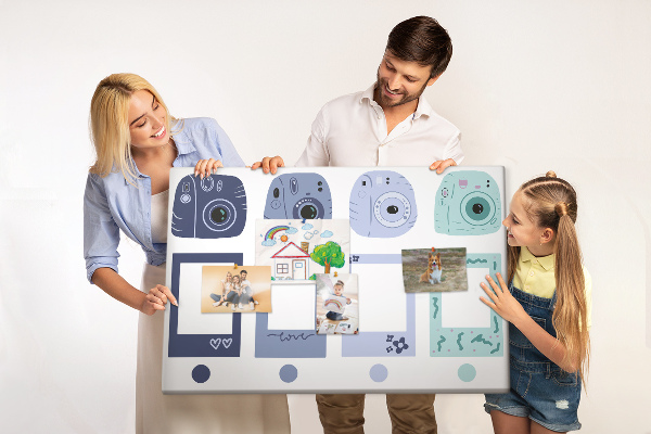 Cork board Polaroid frames