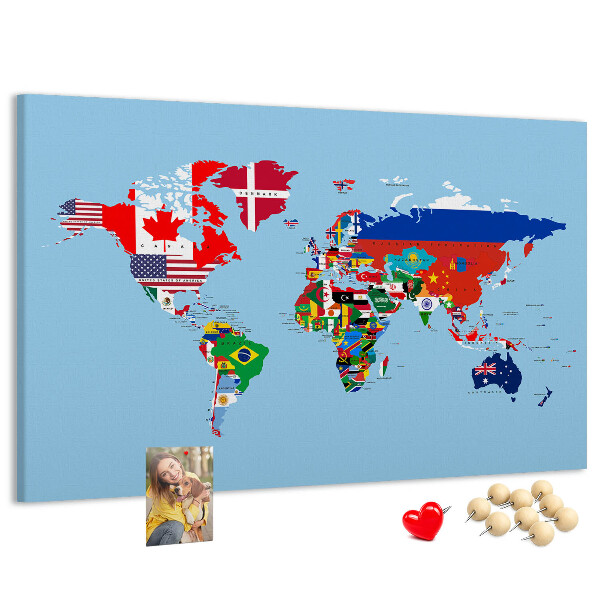 Cork display board Flag map