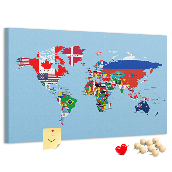 Cork display board Flag map