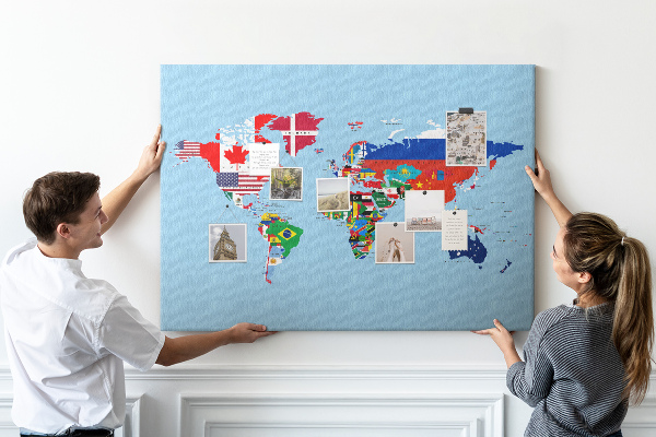 Cork display board Flag map