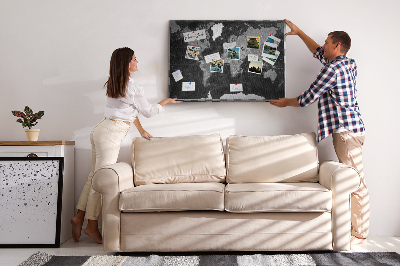 Cork memo board Black world map