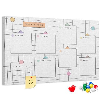 Cork memo board Weekly plan