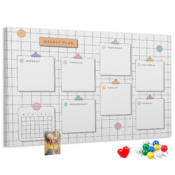 Cork memo board Weekly plan