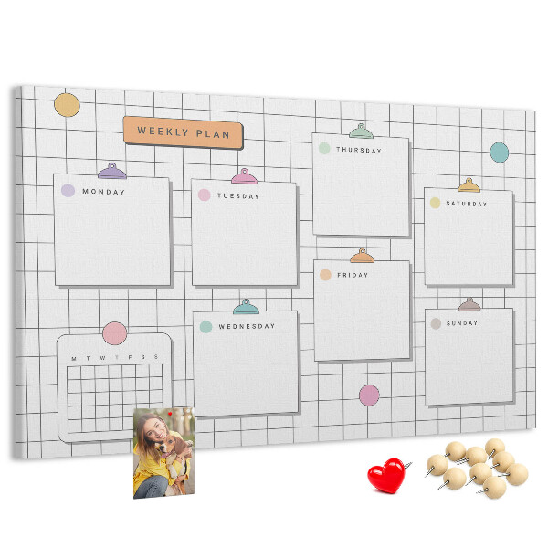 Cork memo board Weekly plan