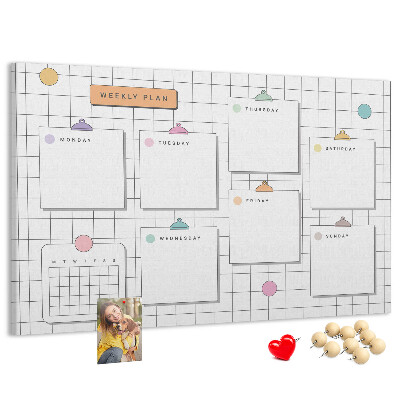 Cork memo board Weekly plan