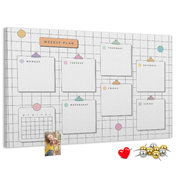 Cork memo board Weekly plan