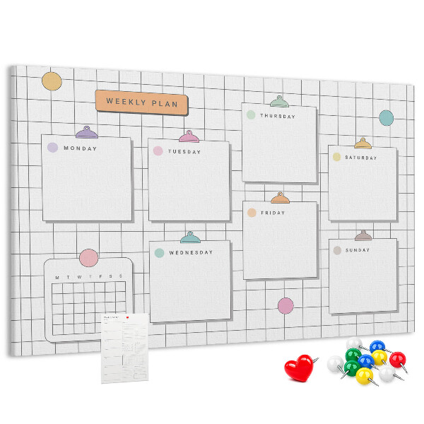 Cork memo board Weekly plan