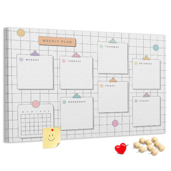 Cork memo board Weekly plan