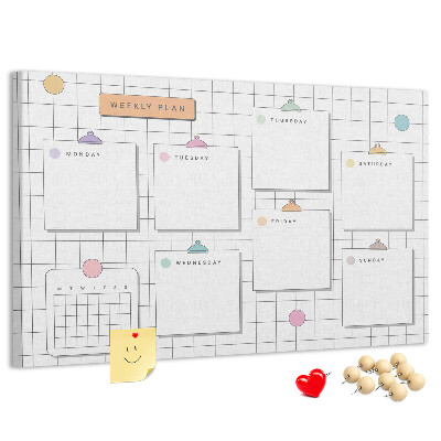 Cork memo board Weekly plan