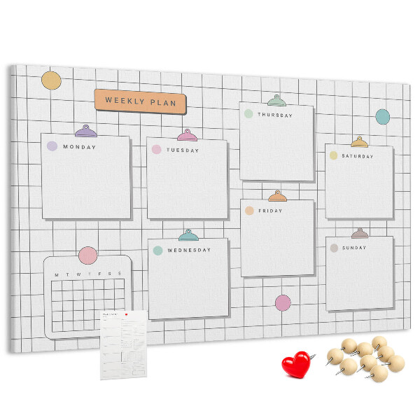 Cork memo board Weekly plan
