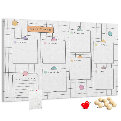 Cork memo board Weekly plan