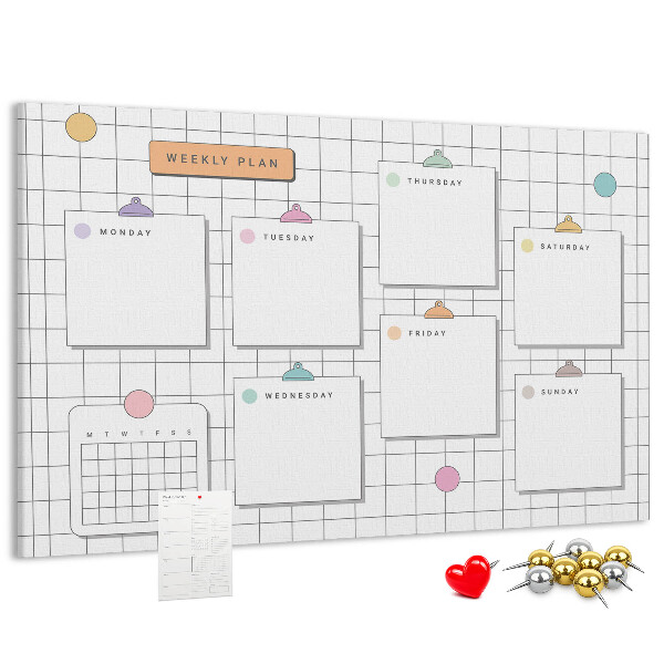 Cork memo board Weekly plan