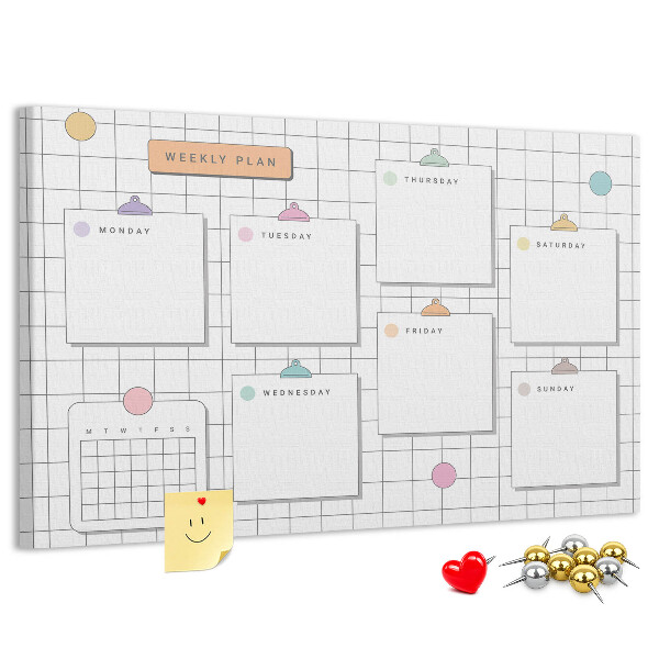 Cork memo board Weekly plan