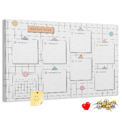 Cork memo board Weekly plan