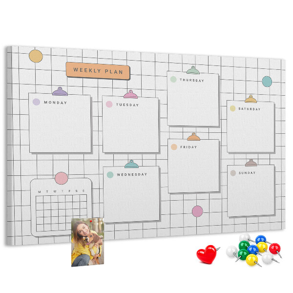Cork memo board Weekly plan