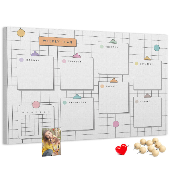 Cork memo board Weekly plan