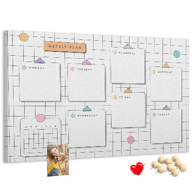 Cork memo board Weekly plan