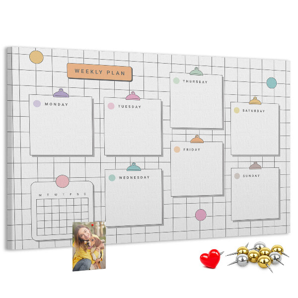 Cork memo board Weekly plan