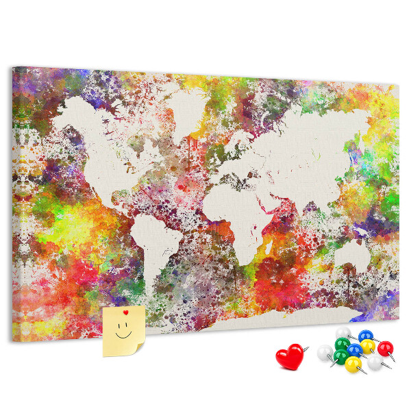 Cork display board Watercolor world map