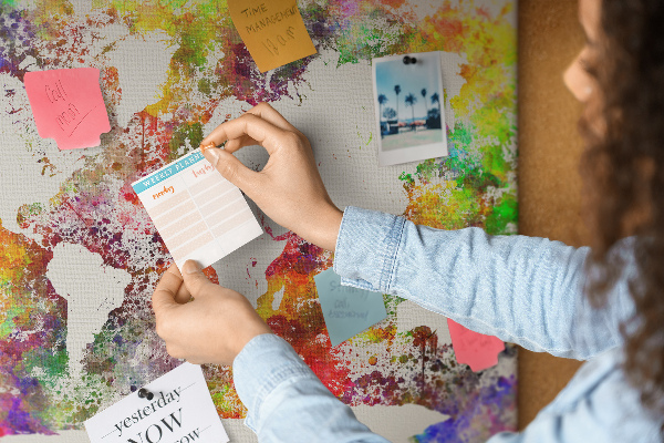 Cork display board Watercolor world map