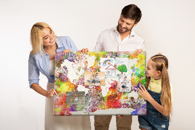 Cork display board Watercolor world map